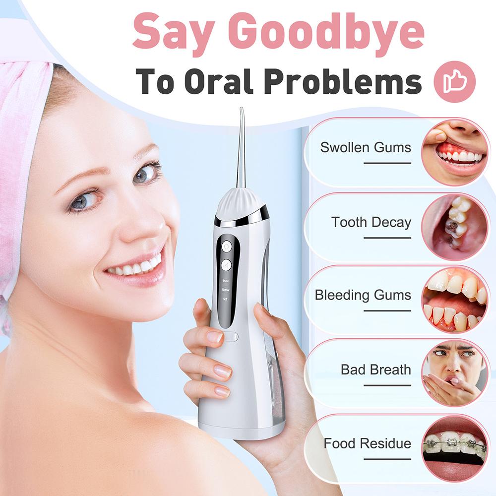 Electric Dental Oral Irrigator, Portable Water Flosser for Teeth Braces, Teeth Whitening Cleaning Tool For Home and Travel Use