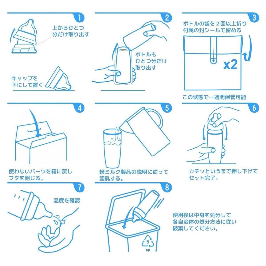 Clovis Baby Japansk SteriBottle Engångsflaska för Baby 5-pack (Autentisk produkt) (240 ml)