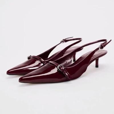 New Summer Women Sandals Fashion Pointed Toe Sing Backs Shoes Ladies Elegant Low Heel Party Dress