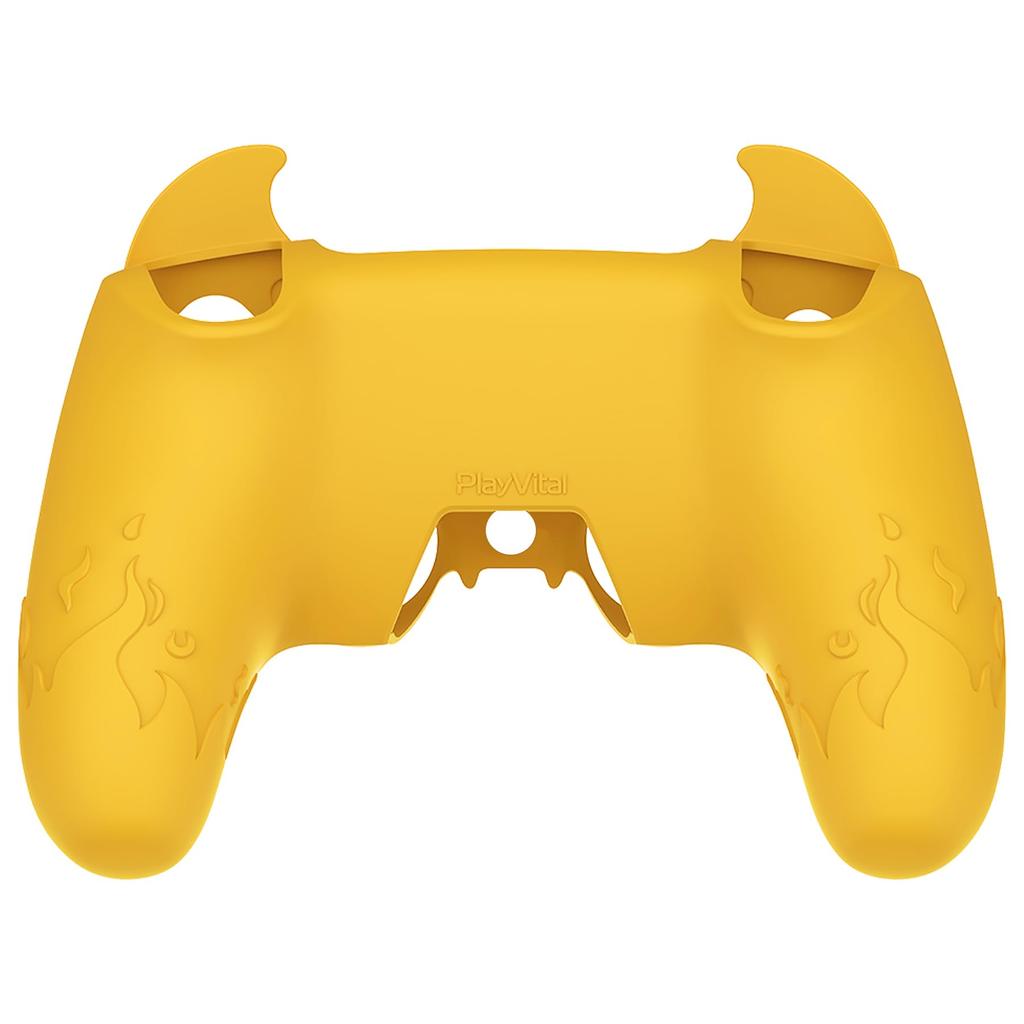 PlayVital PS5 Controller Silicone Cute Controller Cover Skin Protector with Thumb Grip Caps Touchpad Stickers Cover, (Demon Style) & (Yellow)
