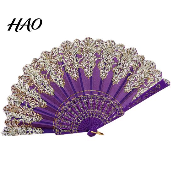 Dancing Fan Folding with Hanging Ring Smooth Opening Comfortable Grip Dance Clear Pattern Chinese Style Fabric School Supply