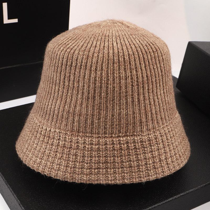 

Зимние шапки для женщин 2022 Вертикальная полоска с плоским верхом из смесовой шерсти вязаная шапка-ведро теплая рыбацкая шапка Повседневная универсальная шапка-тазик