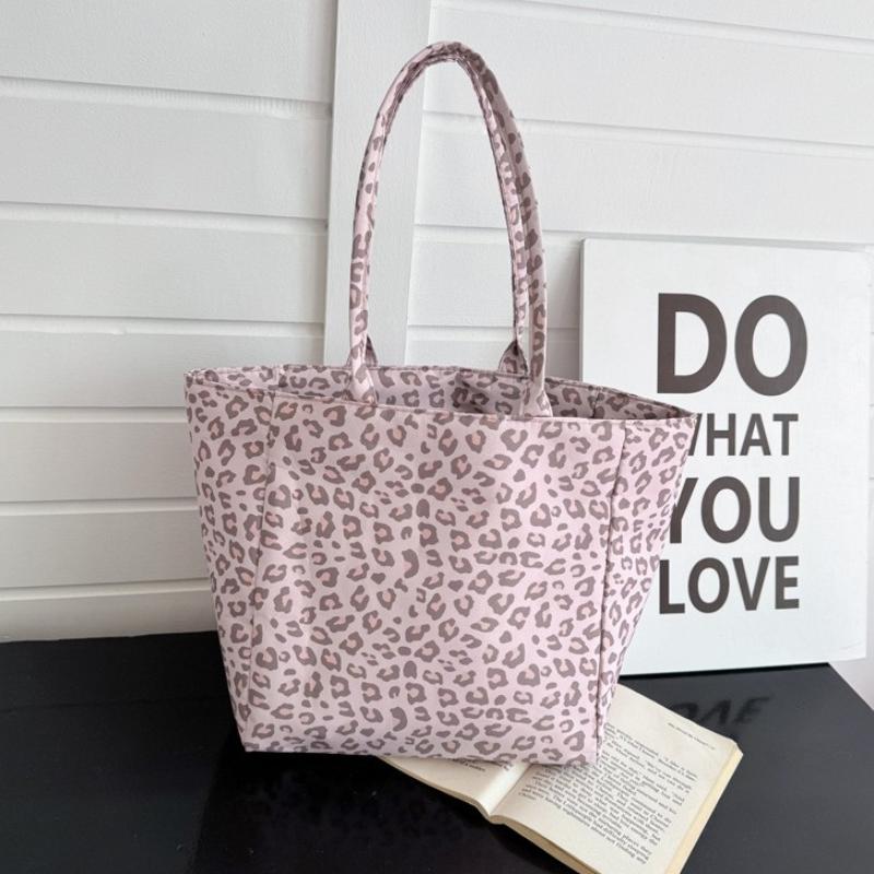 Leopard Print Canvas Tote Bag For Women Large Capacity Casual Shoulder Bag Daily Commuter Handbag For Shopping Work Travel Bag