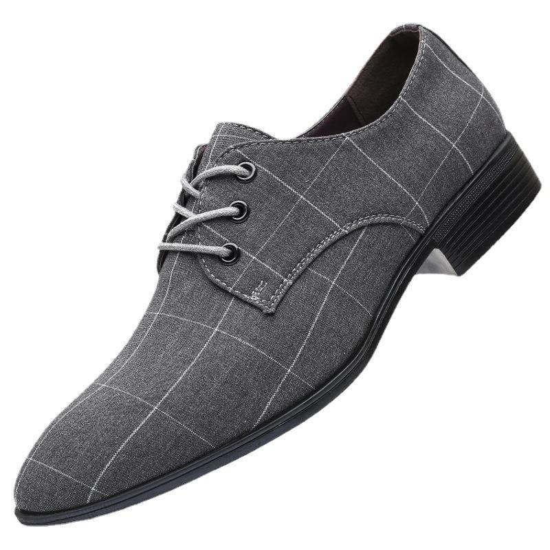 Summer new cloth shoes men's business casual shoes breathable pointed canvas leather shoes trend versatile fashion men's shoes