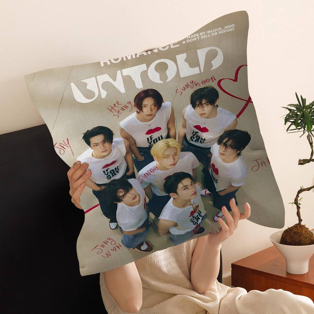 Korea E-Enhypenes Singing Group Pillow Anime Pillow Sofa Bed Head Pillow Cover Cushion Cover 45X45 Cm Fashion