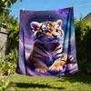 1pc Tiger Cub Fantasy Throw Blanket Polyester Fiber, Lightweight Flannel, Soft & Warm, All Season Use for Outdoor, Camping Digital Print