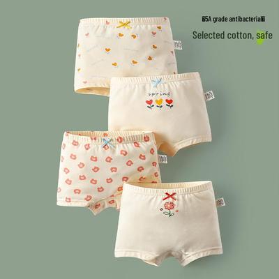 Kids' Pure Cotton Cartoon Boxer Briefs - Antibacterial Korean Style for Baby Girls