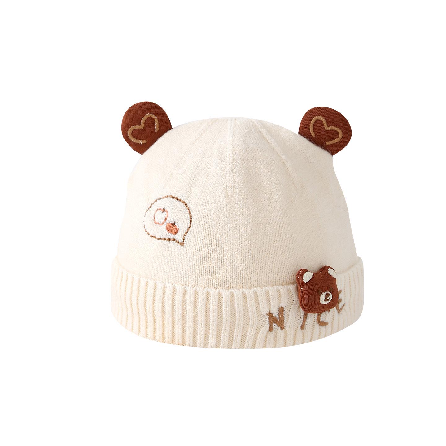 Knitted Newborn Baby Hat with Ear Protection for Autumn & Winter Coffee Knit Hat
