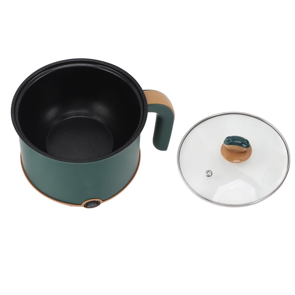 Electric Hot Pot Green 1.8L 600W Cooking Pot with Steam 2 Adjustable Level Anti Stick