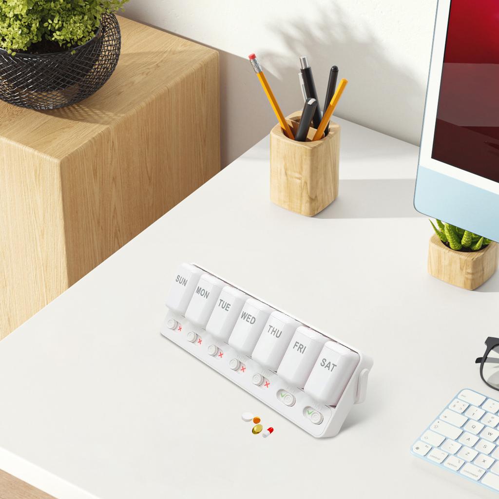 Weekly Organizer - Daily Once, 7 Day Travel Box, Daily Medication Organizer, Portable Box for Fish Oil/Supplements Medication Reminder an