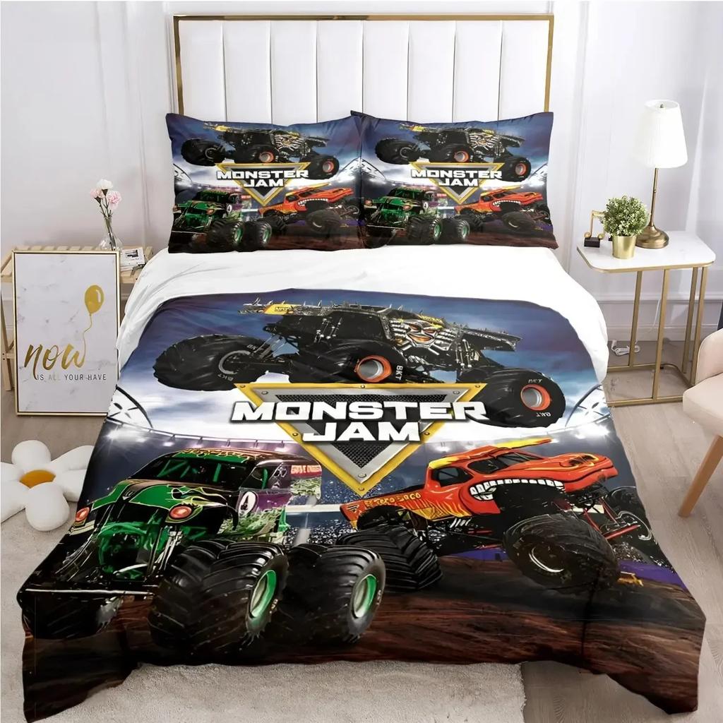 Cartoon Monster Truck All Season Duvet Cover Comforter Bedding Sets Soft Quilt Cover And Pillowcases Singledoublequeenking
