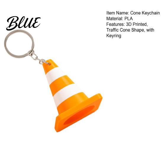 Traffic Cone Keyring Decor with Keychain White Orange 3D Printed Hanging Keychain Keyring Schoolbags Handbags Backpacks Charm Pendant