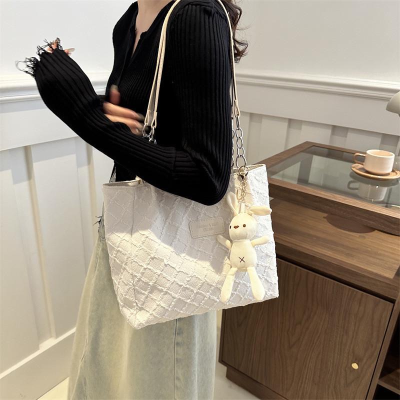 Elegant Versatile Canvas Tote Bag In Black And White For Trendy Spring Fashion