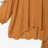 ZANZEA Completo da Donna Casual a Due Pezzi con Blusa a Manica Lunga Irregolare e Pantaloni Lunghi