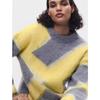 Fall and Winter New Arrival Women's Clothing Oumeitong Diligent Style Loose Round Neck Long Sleeves Splicing Knitwear Sweater 2893118