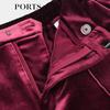 PORTS Women's Burgundy Velvet Straight-Leg Casual Pants