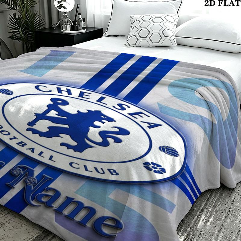 1PC Chelsea F Custom Name Patterned Flannel Blanket Suitable For All Seasons for Home Decor Warmth and Comfort Gifts Holiday Present