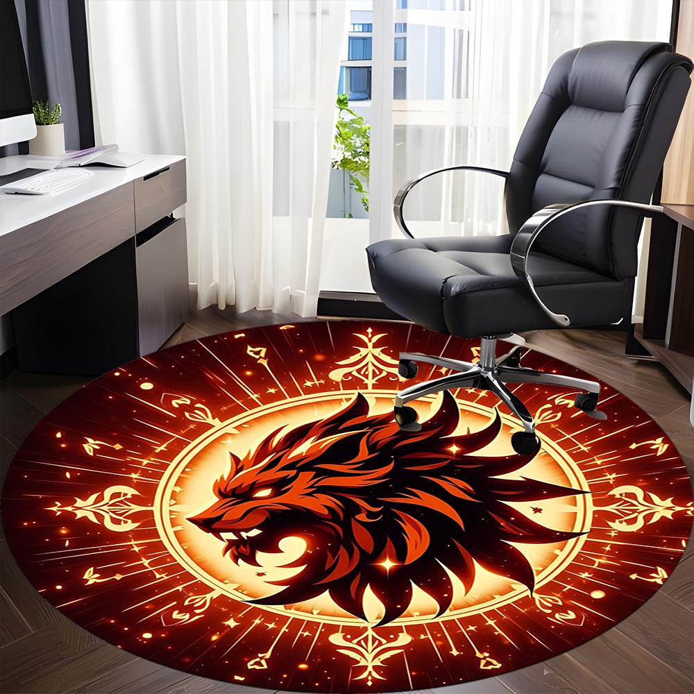 1pc Lion Head Emblem Chair Carpet for Office Non-Slip Mat for Office - Decorative Floor Mat yy251030253