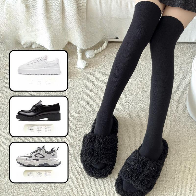 Cashmere Knee-high Women's Autumn and Winter Socks with Thickened Fleece and Anti-slip High-top Warm Loops