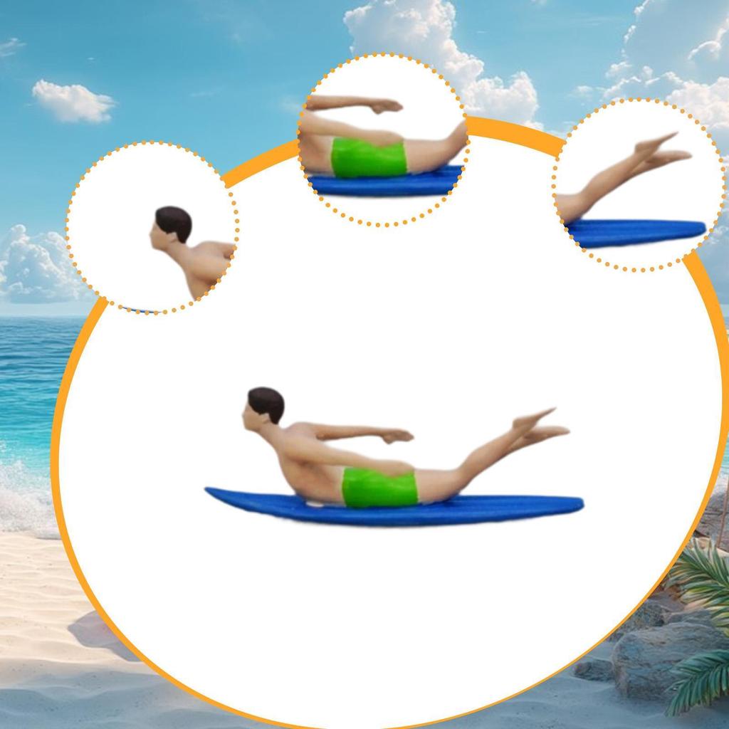 1/64 Miniature Surfing Figure Scene Figurine Decorative Painted Sports Theme Collectibles