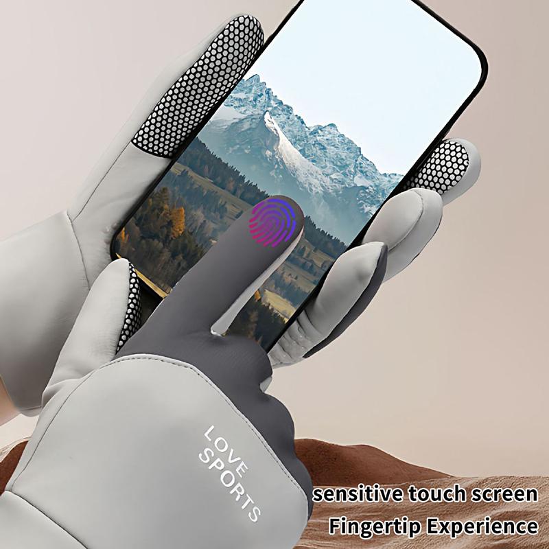Windproof And Waterproof Outdoor Gloves Touch Screen Thumb And Index Finger Fingertips Warm Gloves For Running Cycling