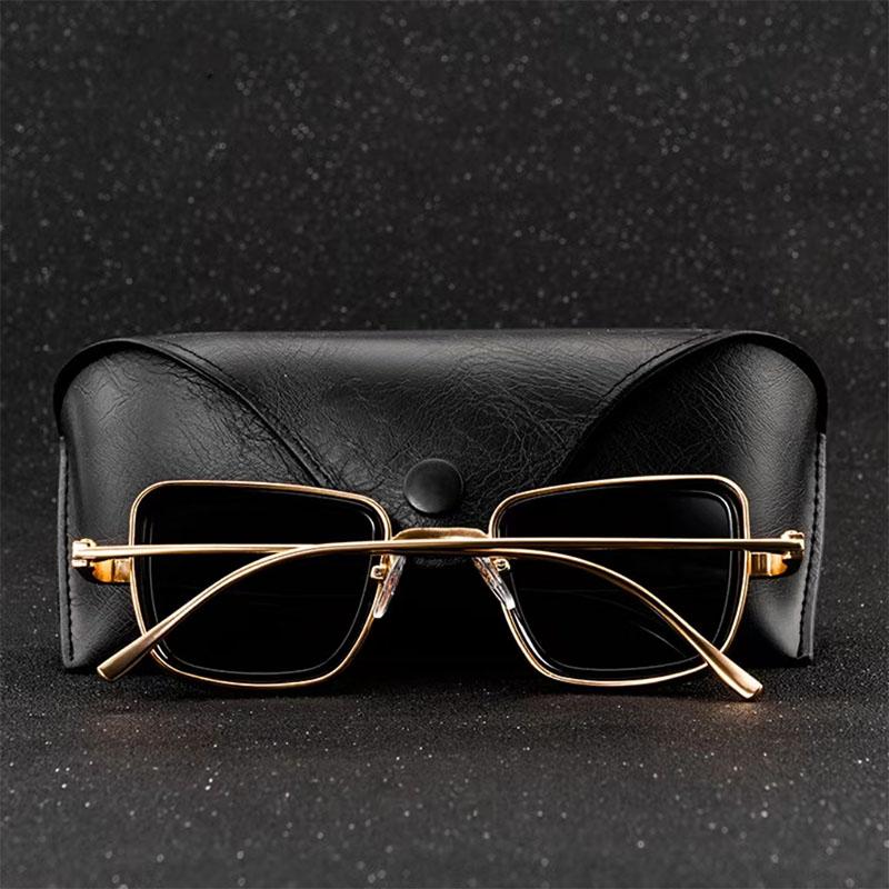 New Mens Vintage Small Frame Sunglasses Thick Edged Metal Square Sun Glasses UV400 Outdoor Driving Eyewear