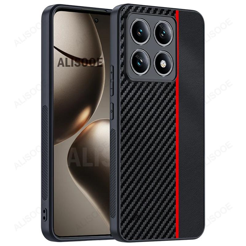 Shockproof Funda for Xiaomi 14T 15T Pro / Mi 15T 14T Pro Case Luxury Fiber Texture PU Leather Protection Cover Capa