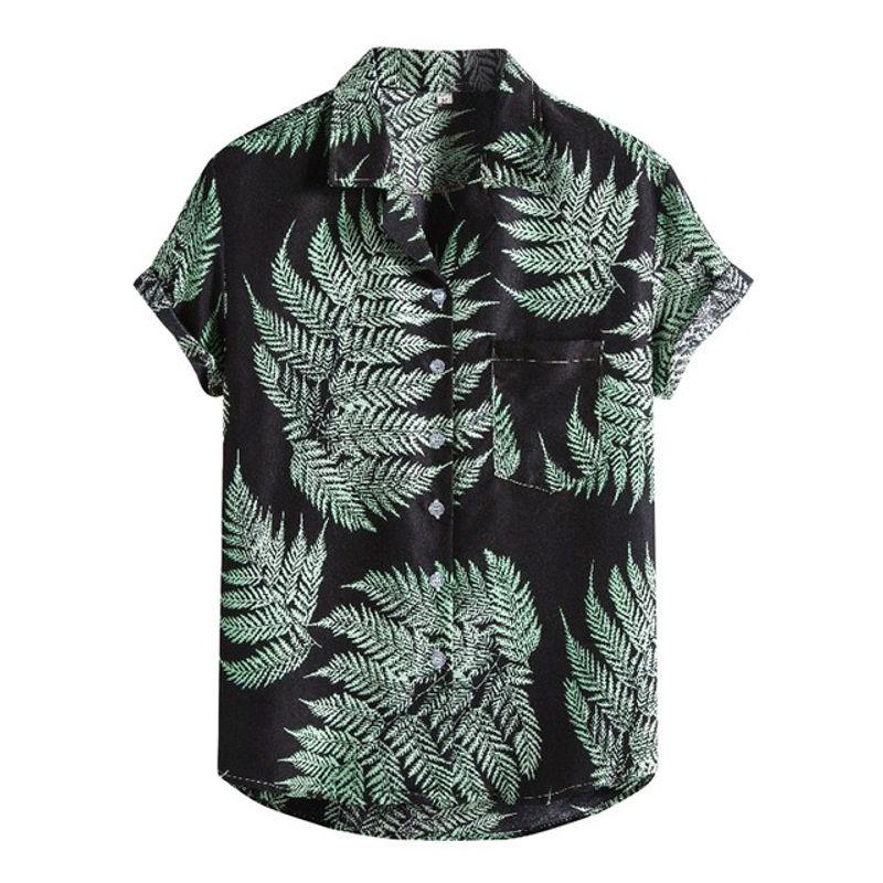 

Гавайская рубашка с лацканами Chemise Homme Мужская гавайская рубашка с лацканами Green XL