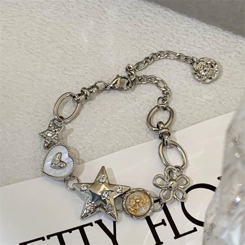 

Изысканный браслет с бриллиантами в виде звезды, любовь, тяжелая промышленность, панк-стиль, нишевый, легкая роскошь, высокий класс, модный, для работы