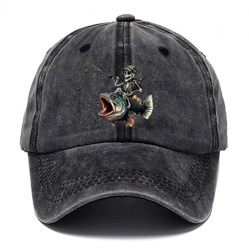 pc Skeleton Fishing Printed Hat Street Style Hats for Men Beach Hat for Women Fashion Breathable Hat Outdoor Casual Hat Ad