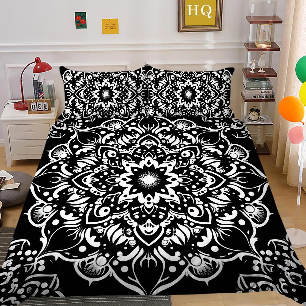 Zestaw poszewek na kołdrę 3D w kolorze czarnym Paisley King Size Home Textiles Girl Bedspread Luxury Bedding Cover Set