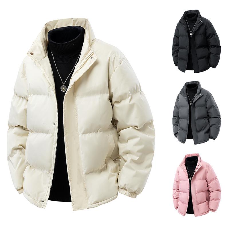 Autumn Winter 2025 Men's Stand Collar Thick Velvet Padded Cotton Jacket