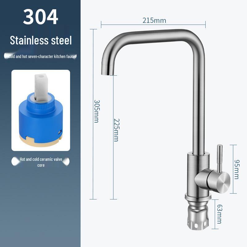 304 Edelstahl Drehbarer Küchenarmatur für Kalt- & Warmwasser - Gemüse- & Spülbecken
