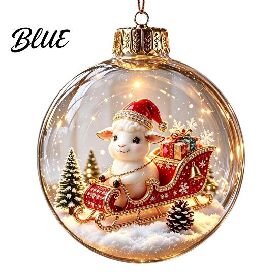 Reusable Plastic Baubles Glowing Christmas Story Ornament Light‑Up Mini Holiday Scene Hanging Ball with Warm Gift Embellishments LED Light,