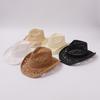 Sommer Strand Stroh & Denim Ausgeschnitten Jazz Fedora mit hochgebogenem Rand