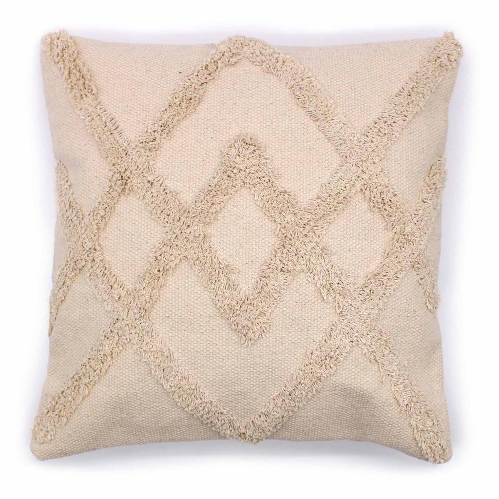 Cushion Cover 45x45cm Cotton Cream Criss Cross
