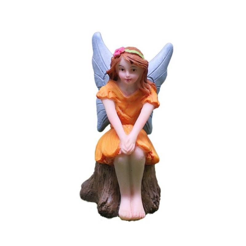 

Flower Resin Fairy Crafts Wing Design Micro Landscape Ornament Decoration Fairy Sitting Stump