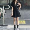 Small Black Polo Dress Women's Summer New Coffee Break French Temperament Waist Small Black Dress