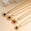 Retro Sunflower Tiger's Eye Choker: Stainless Steel Eight-Pointed Star Necklace