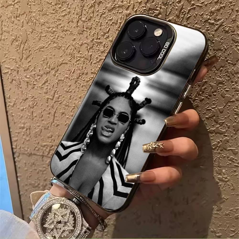 music legend-B-Beyoncé Phone Case For iPhone 17,16,15,14,13,12,11 Plus Pro Max Colored Silver Phone Case