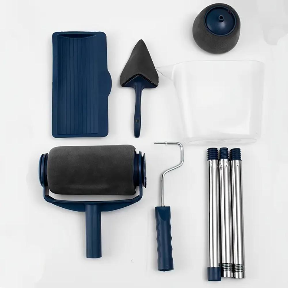 6PCS Professional Paint Roller Set Wall Painting Tools with Extension Pole Perfect Edge Household Brush