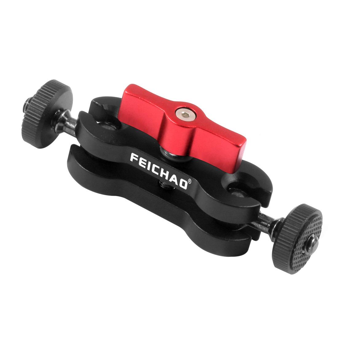 Magic Ball Mount Arm with 1/4 inch Screw for Gopro 13 for DJI OSMO360 for Monitor DSLR Camera Tripod Dual Ball Head Adapter Red w FEICHAO logo