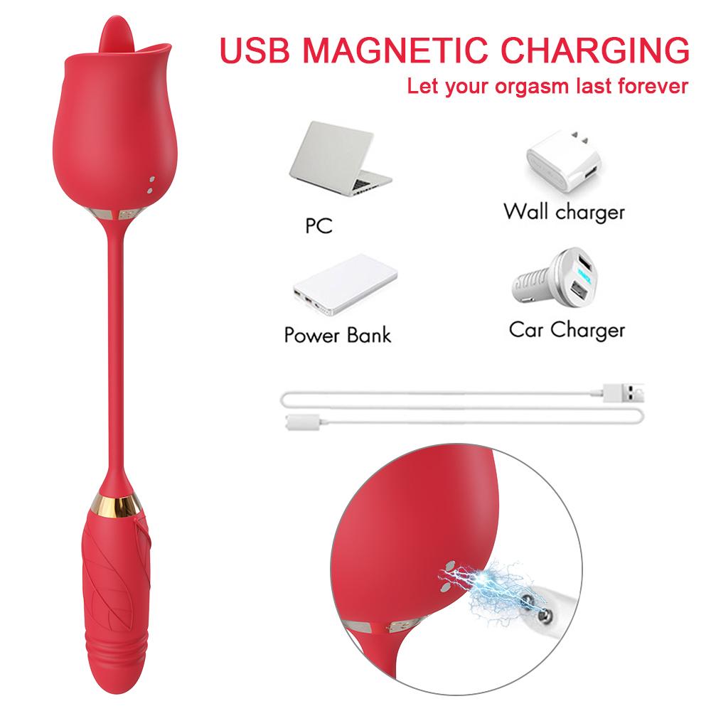 Rose-Sucking Thrusting Vibrator for Women Clit Sucker Nipple Clitoris Stimulation Vibrators Dildo Female Sex Toys for Adults 18+