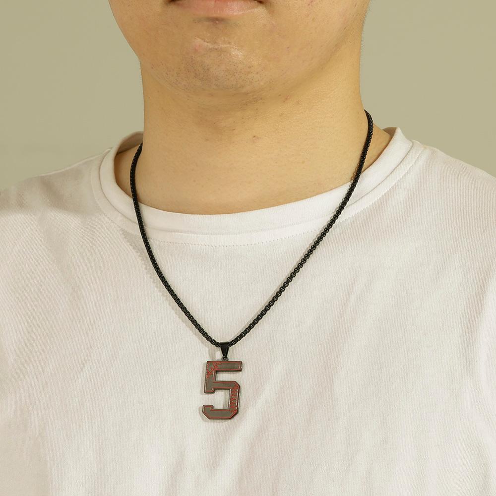My Shape 0-9 Number Pendant Necklace for Men Boy Sport Basketball Figure Baseball Pattern Stainless Steel Necklaces Punk Jewelry