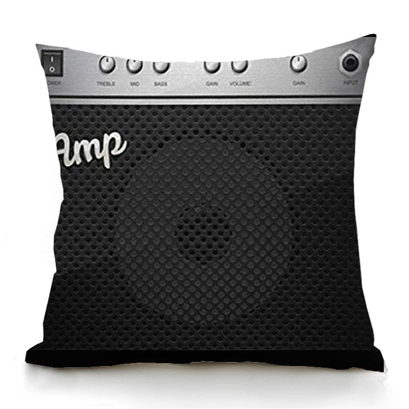 Retro Speaker Piano Rock Black White Cushion Cover Home Sofa Chair Pillow   Music Pop Band