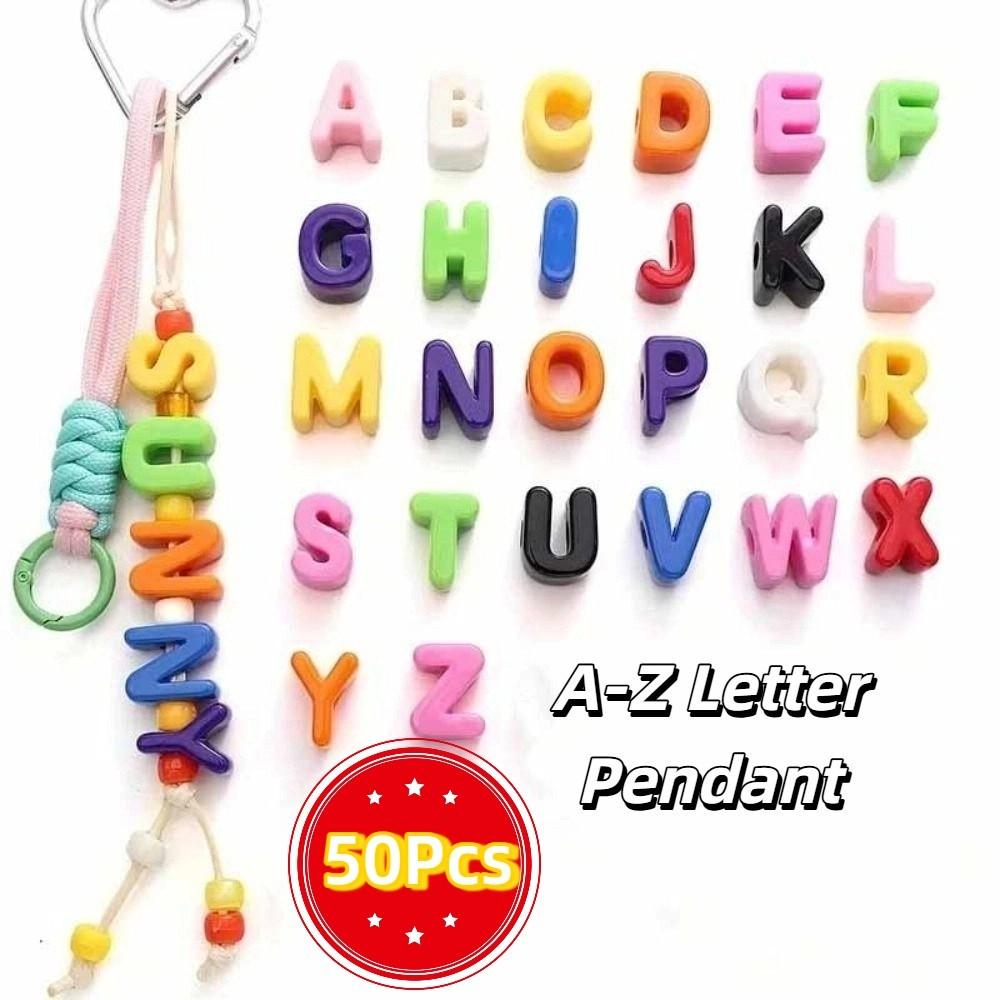 50Pcs Beads Acrylic Pendant Y2K Jewelry Making Charm Minimalist Letter Pendant Jewelry Accessories