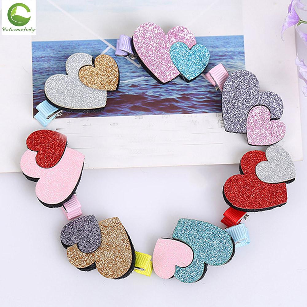2Pcs Toddler Infant Baby Girls Kids Heart Shape Hairpin Hair Clip Accessories