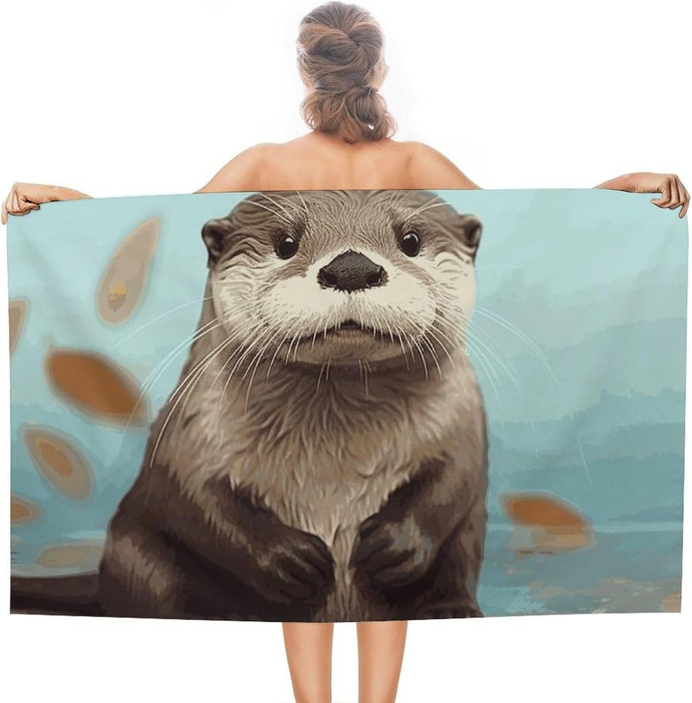 Blue Shark Beach Towel,Oversized Pool Towels for Adults, Soft Plush Lightweight Travel Towel, Absorbent Beach Blanket for Pool