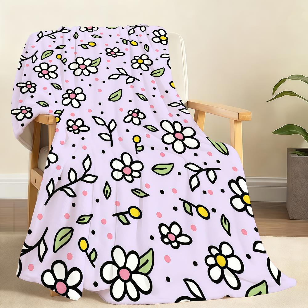 Modern Flower Pattern Blanket Soft Throw Blanket for Home Bedroom Bed Sofa Picnic Travel Office Rest Cover Blanket Gift