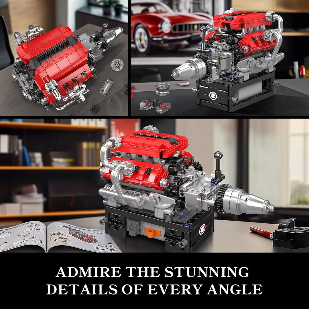 MOULD KING 10204 Technical Car Engine Toys The Motorzied FE Sports Car V8 Engine Building Block Brick Kids Christmas Gift